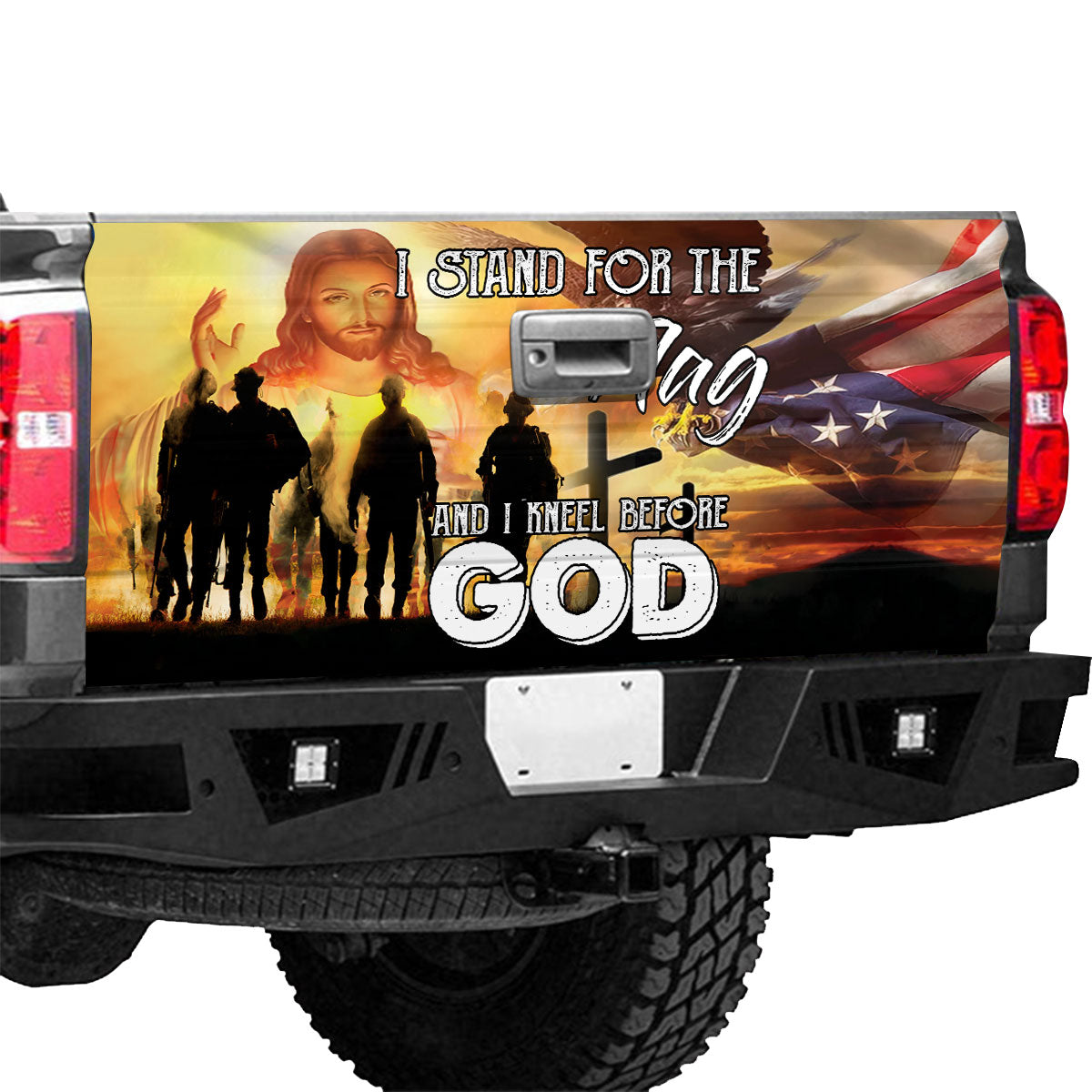 Petthouse | Stand For The Flag Truck Tailgate Wrap Kneel Before God Truck Tailgate Decal Car Accessories