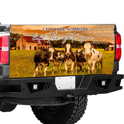 Petthouse | Cow Tailgate Wrap Farmhouse Vinyl Decal Wrap Live Like Someone Left Gate Open Farmer Gift