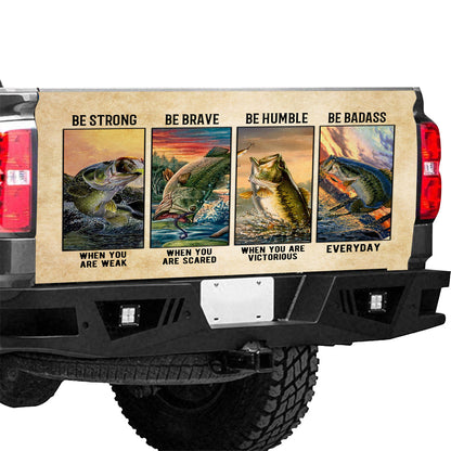 Petthouse | Bass Fishing Truck Tailgate Wrap Fishing Be Strong Be Brave Be Humbler Fishing Lover Gift