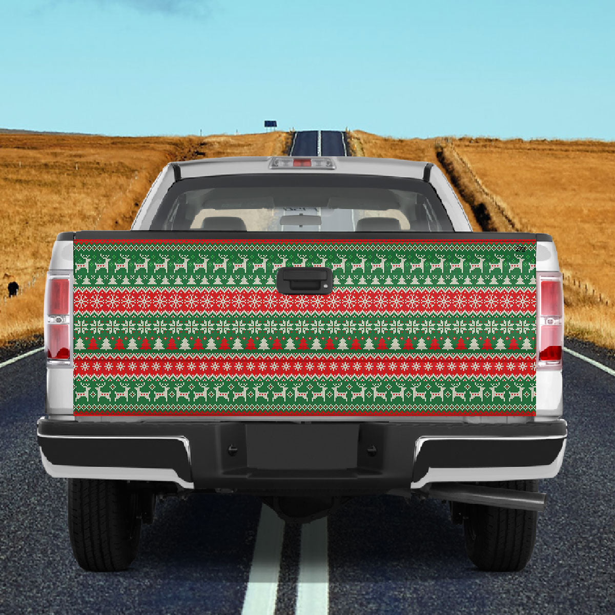 Petthouse | Deer Christmas Pattern Talgate Wrap, Deer Christmas Ugly Pattern Holiday Truck Decor