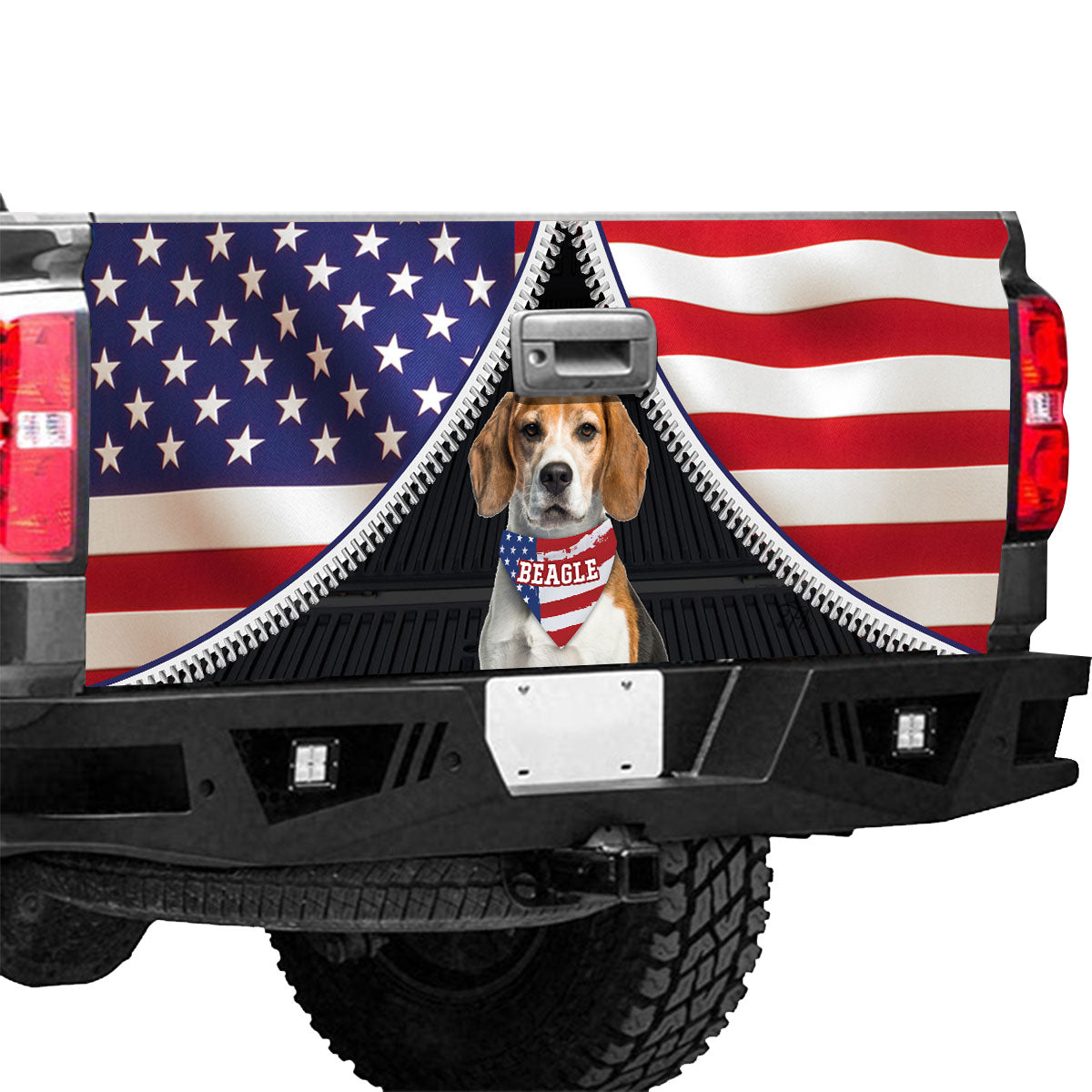 Petthouse | Beagle Dog Trucktailgate Wrap Tailgate Decals Tailgate Wrap American Flag Dog Lover