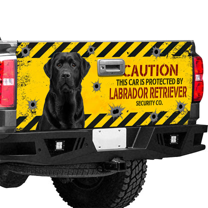 Petthouse | Labrador Retriever Truck Tailgate Wrap Caution This Car Is Protected Tailgate Sticker Car Decor