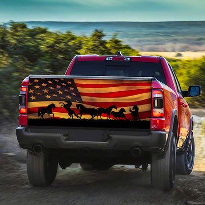 Petthouse | Horse American Flag Truck Tailgate Wrap Decal Horse Truck Vinyl Wrap American Flag Patriotic