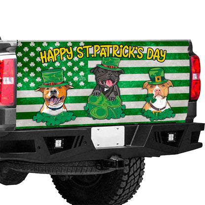 Petthouse | Happy St Patrick's Day Tailgate Wrap Bulldog Tailgate Wrap Clover Flag Tailgate Wrap Car Decor