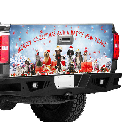 Petthouse | Dogs Christmas Tailgate Wrap, Merry Christmas And Happy New Year, Dog Holiday Tailgate Wrap