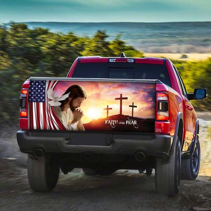 Petthouse | Jesus Dove American Printed Tailgate Wrap, Faith Over Fear Christian Gift Idea