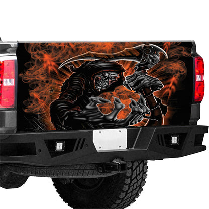 Petthouse | The Death Artwork Tailgate Wrap Death Smoke Pattern Tailgate Wrap Horror Style Wrap Car Decoration