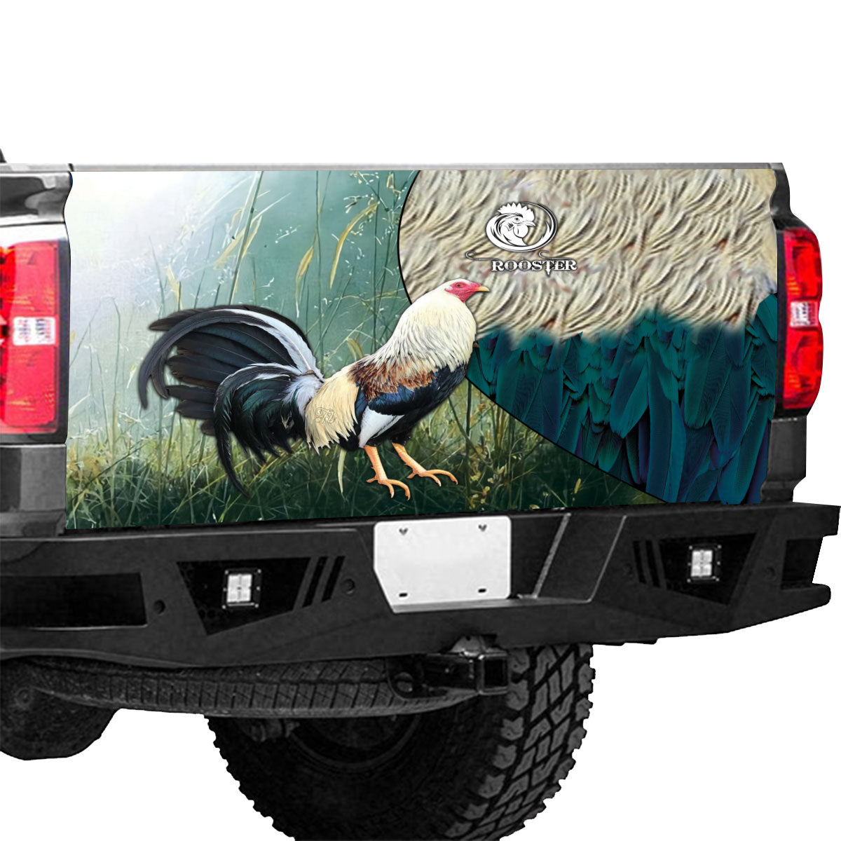 Petthouse | Rooster Tailgate Wrap Rooster Artwork Tailgate Wrap Feather Pattern Tailgate Wrap Car Decoration