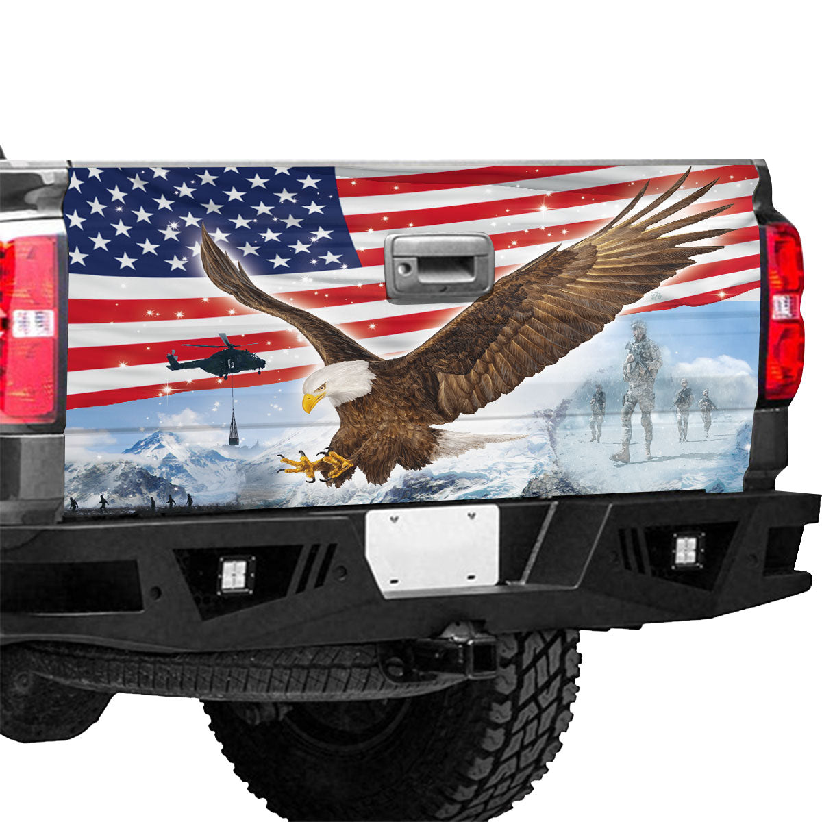 Petthouse | American Flag Bald Eagle Truck Tailgate Wrap Vinyl Graphic Decal Patriotic Car Decorations