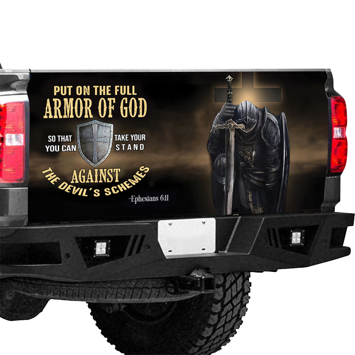 Petthouse | Christ Warrior Tailgate Wrap Armor Of God Christian Tailgate Wrap Christian Car Decoration