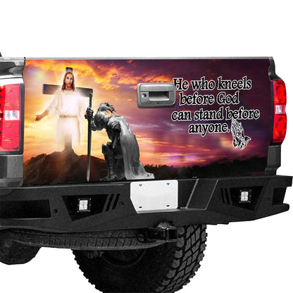 Petthouse | Jesus Tailgate Wrap Knight Kneels Before God Truck Tailgate Decal Christian Truck Vinyl Wrap