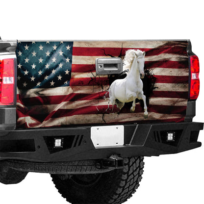 Petthouse | White House Tailgate Wrap Old America Flag Cover Horse Lover Wrap America Horse Wrap Patriot Gift