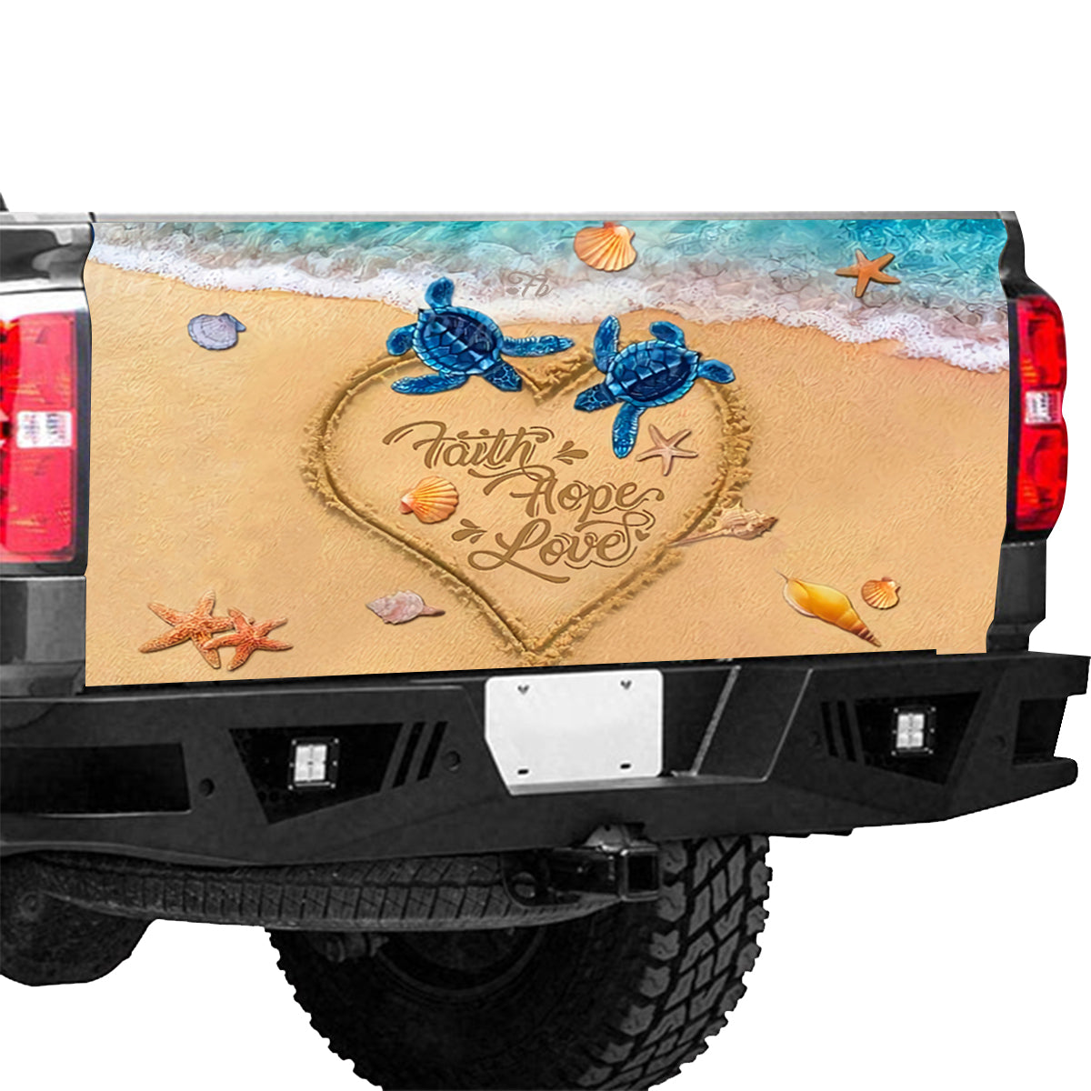 Petthouse | Faith Hope Love Tailgate Wrap Sea Turtle Couple Tailgate Wrap Sea Beach Cover Sea Lover Best Gift