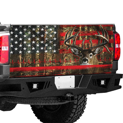 Petthouse | Deer Hunting American Flag Tailgate Wrap Hunting Heartbeat Tailgate Decals Deer Hunter Gifts