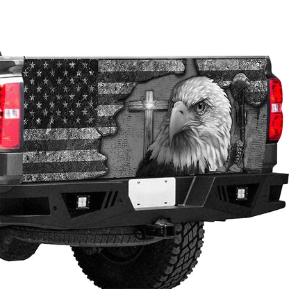 Petthouse | American Eagle Tailgate Wrap Warrior Kneeing Tailgate Cover Fallen Veteran Decal Car Accessories