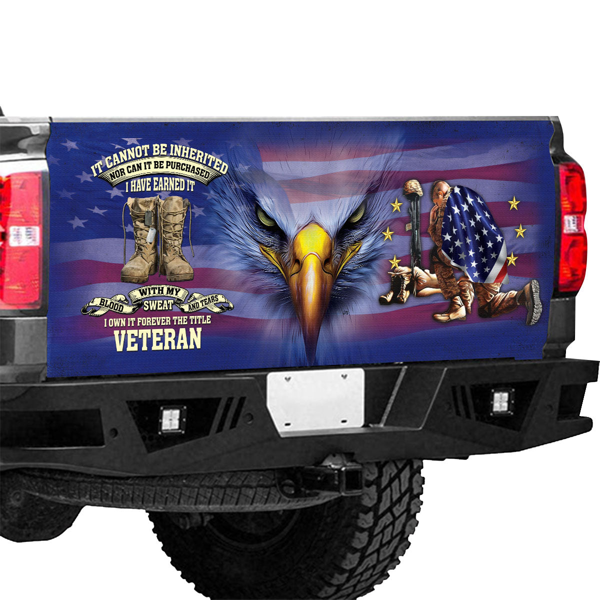 Petthouse | Bald Eagle American Veteran It Cannot Be Inherited Tailgate Wrap Vinyl Graphic Decal Sticker