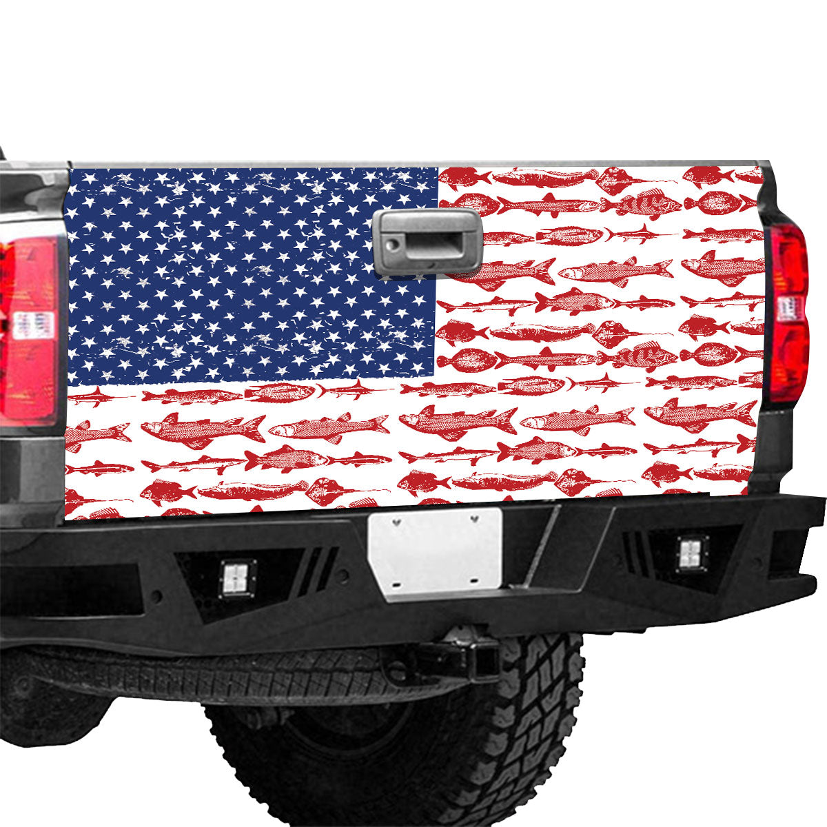 Petthouse | Fishes American Flag Tailgate Wrap Decal Truck Decoration Gift For Family