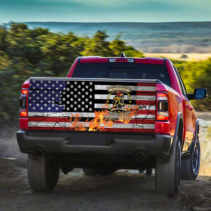 Petthouse | Fighter Tailgate Wrap, Firefighter Usa Flag Tailgate Wrap, Forever The Title Firefighter