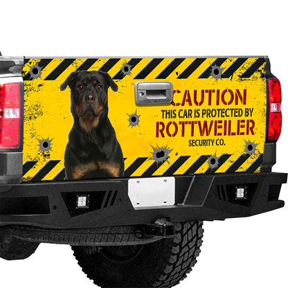 Petthouse | Rottweiler Tailgate Wraps For Trucks Funny Caution Protected By Rottweiler Tailgate Sticker