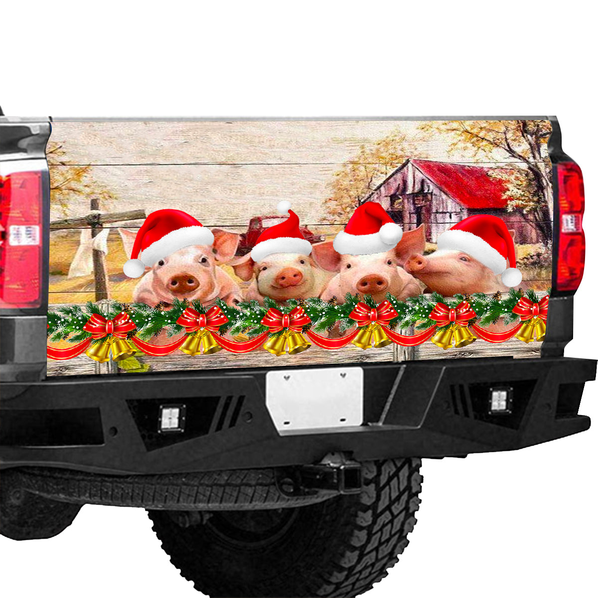 Petthouse | Cute Pig Christmas Tailgate Wrap Decal Pig Farm Merry Christmas Gift