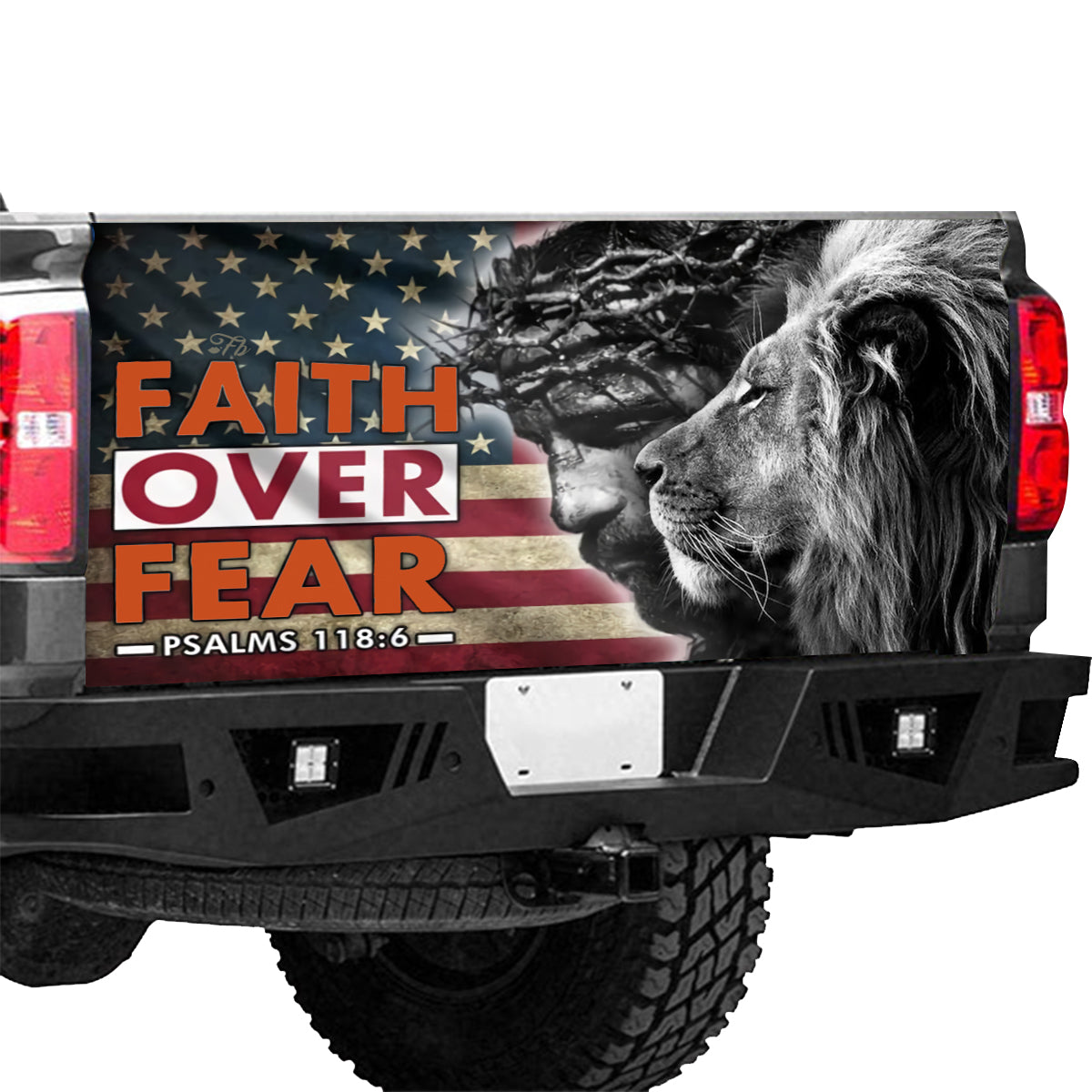 Petthouse | Faith Over Fear God Jesus Tailgate Wrap The Lion Of Judah Tailgate Wrap Christian Car Decoration