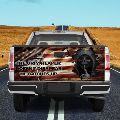 Petthouse | Grim Reaper American Flag Tailgate Wrap The Grim Reaper Doesn't Disappear He Catches Up