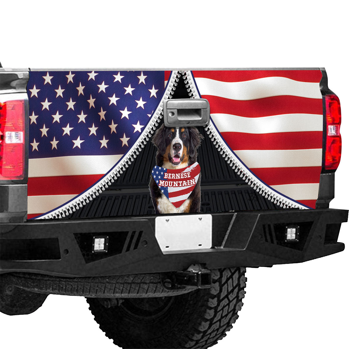 Petthouse | Bernese Mountain American Flag Car Decal\ndog Patriotic Tailgate Vinyl Graphic Wrap