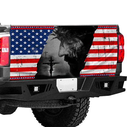 Petthouse | Jesus Christ Tailgate Wrap American Flag Tailgate Wrap Christ America Tailgate Wrap Christian Gift