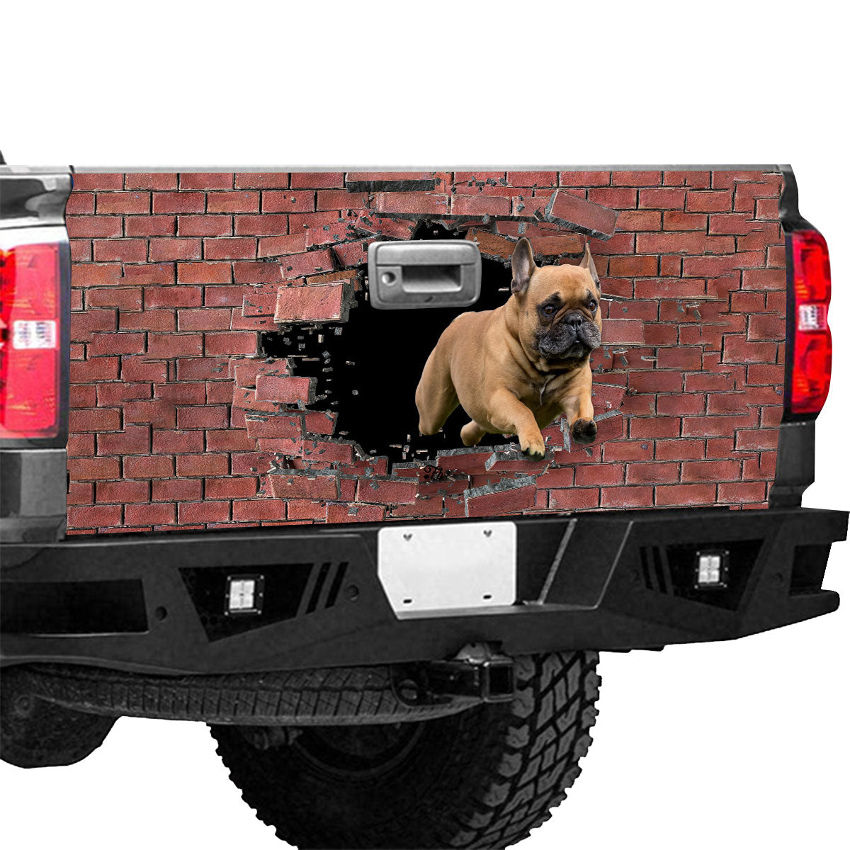 Petthouse | French Bulldog Tailgate Wraps For Trucks Dog Broken Brick Print Graphic Wraps Dog Owner Gifts