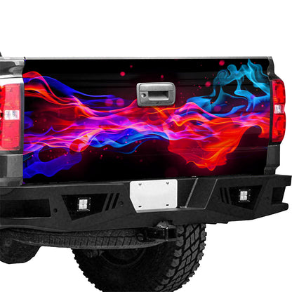 Petthouse | Fire Flames Car Truck Decals Blue Wave Tailgate Wraps For Pickup Wave Abstract Best Gift For Fathers Day