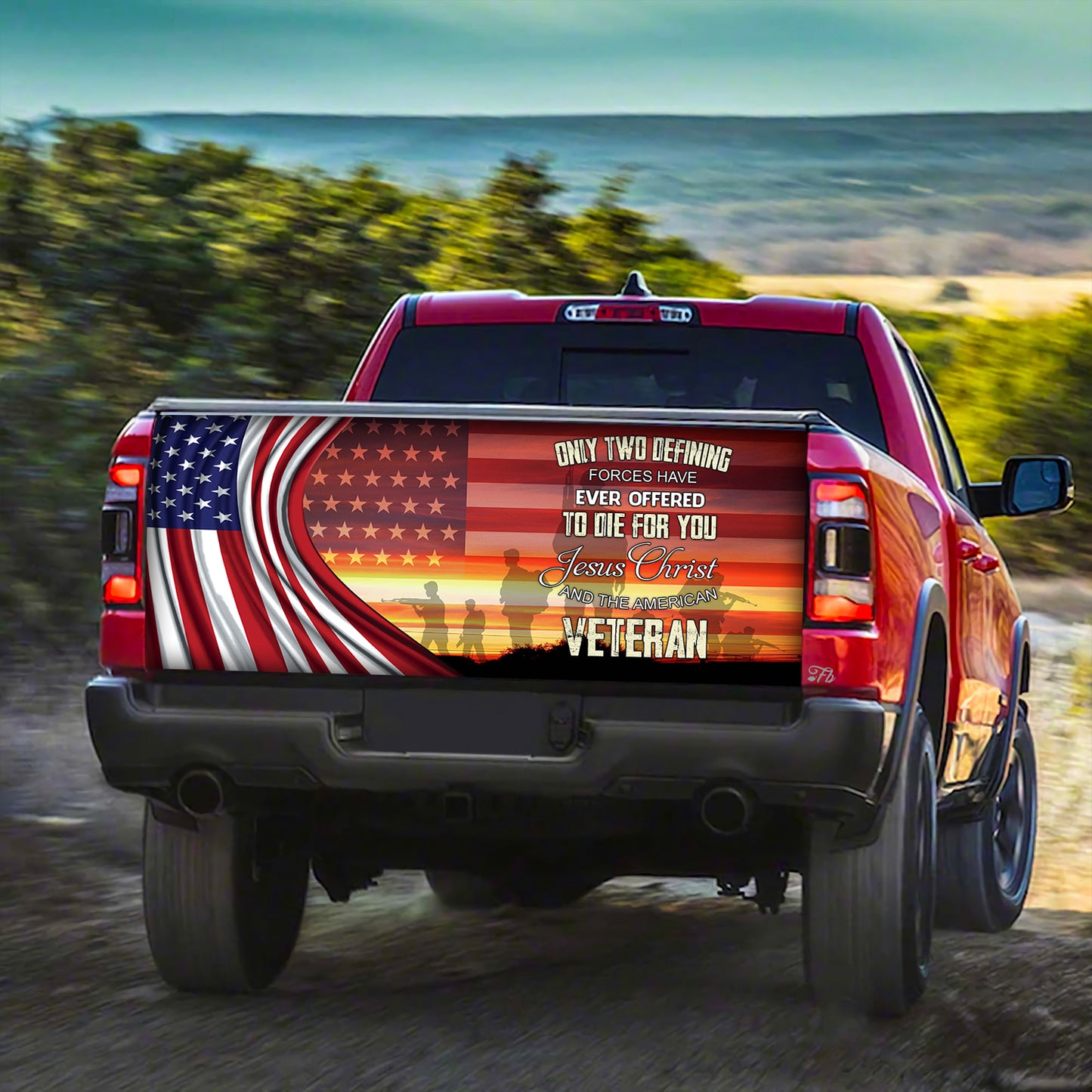 Petthouse | American Veteran Wrap Jesus Christ Tailgate Cover America Flag Wrap America Patriot Gift