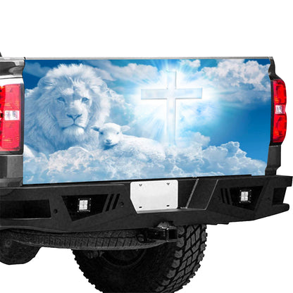 Petthouse | Lion Lamp Christian Tailgate Wrap Christ Cross Tailgate Wrap Blue Sky Tailgate Wrap Christian Gift