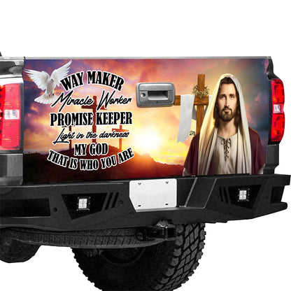 Petthouse | Jesus Christian Tailgate Wrap, Way Maker Miracle Worker Promise Keeper Light In The Darkness