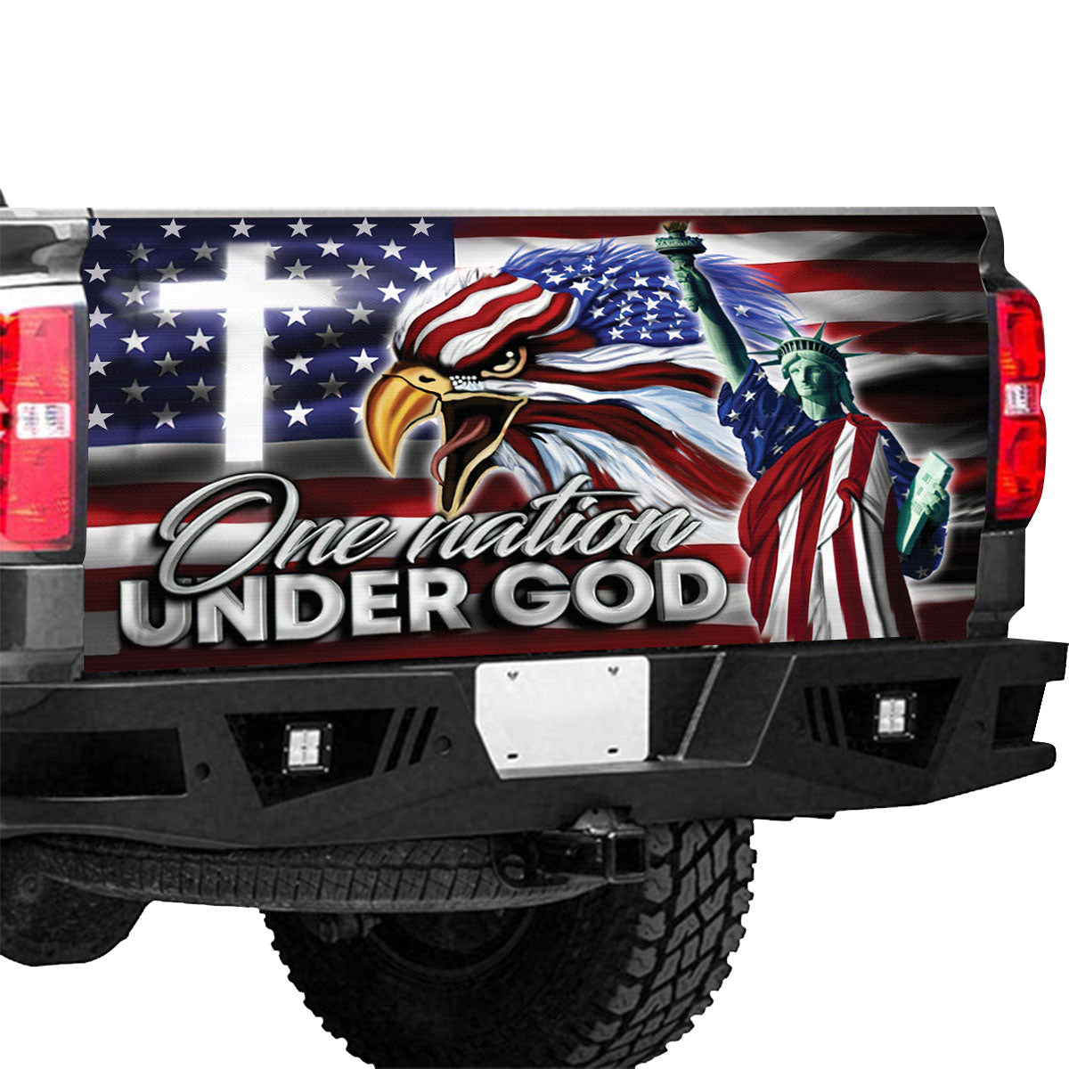 Petthouse | Eagle American Flag One Nation Under God Truck Tailgate Decal God Bless America Truck Vinyl Decal