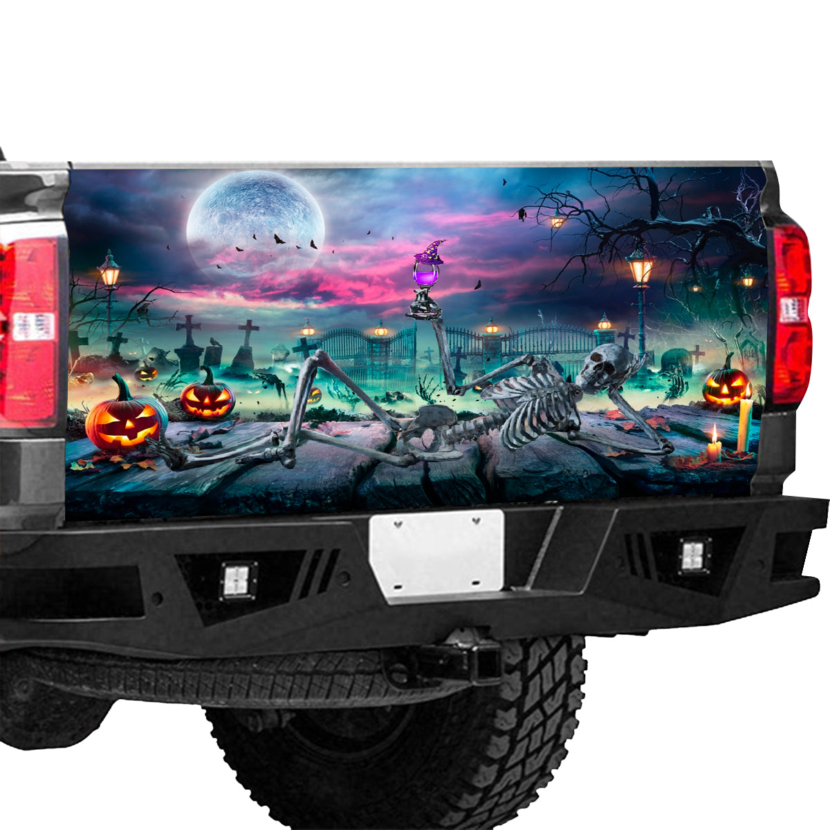 Petthouse | Halloween Tailgate Wrap, Funny Skeleton Tailgate Wrap, Halloween Town Tailgate Wrap