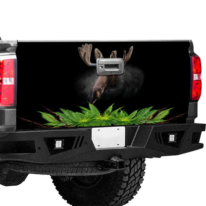 Petthouse | Mose Smoke Cannabjs Tailgate Wrap, Funny Moose Tailgate Wrap, Moose Hunter Tailgate Wrap