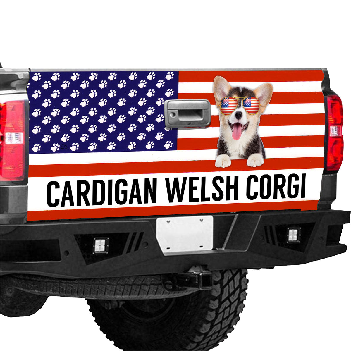 Petthouse | Welsh Corgi Cute Tailgater Decal American Flag Tailgate Wrap Tailgate Decals For Trucks