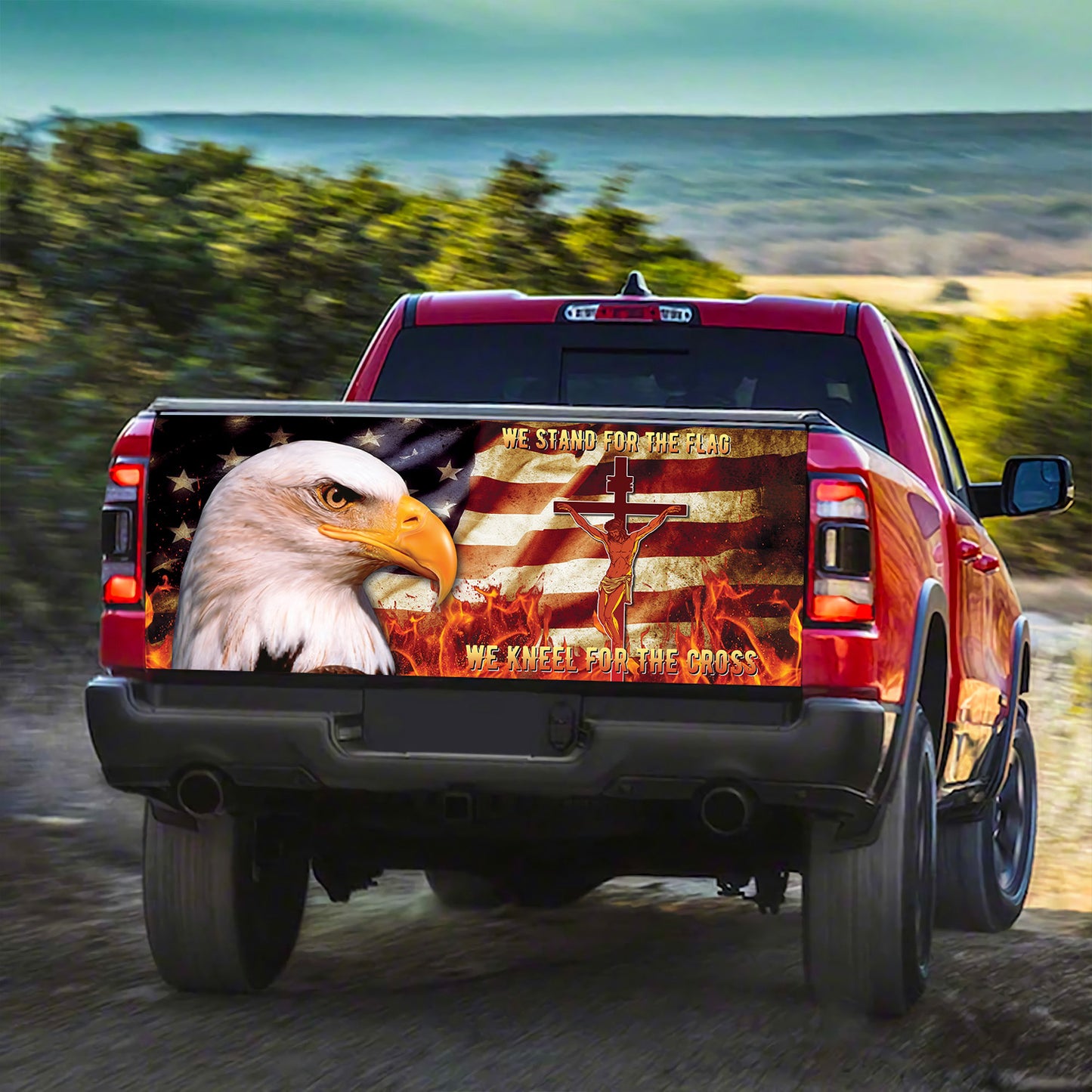 Petthouse | We Stand For The Flag Wrap Jesus Cross Wrap Christian Tailgate Wrap Patriot Wrap