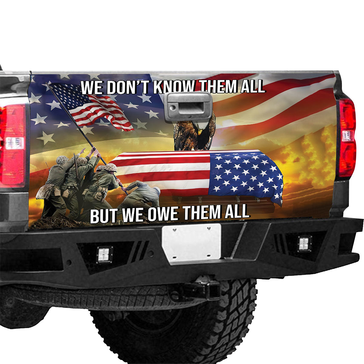 Petthouse | American Veteran Remembrance Day Tailgate Wrap Vinyl Graphic Decal Soldiers Gift Grandpa Daddy Gift