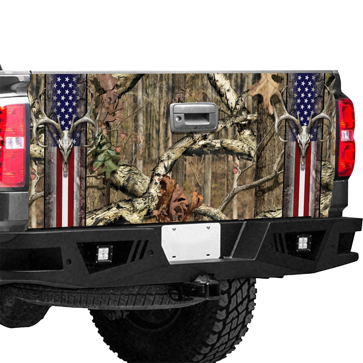 Petthouse | Hunting Camo Pattern Tailgate Wrap, Skull Deer Tailgate Wrap, American Hunter Gift