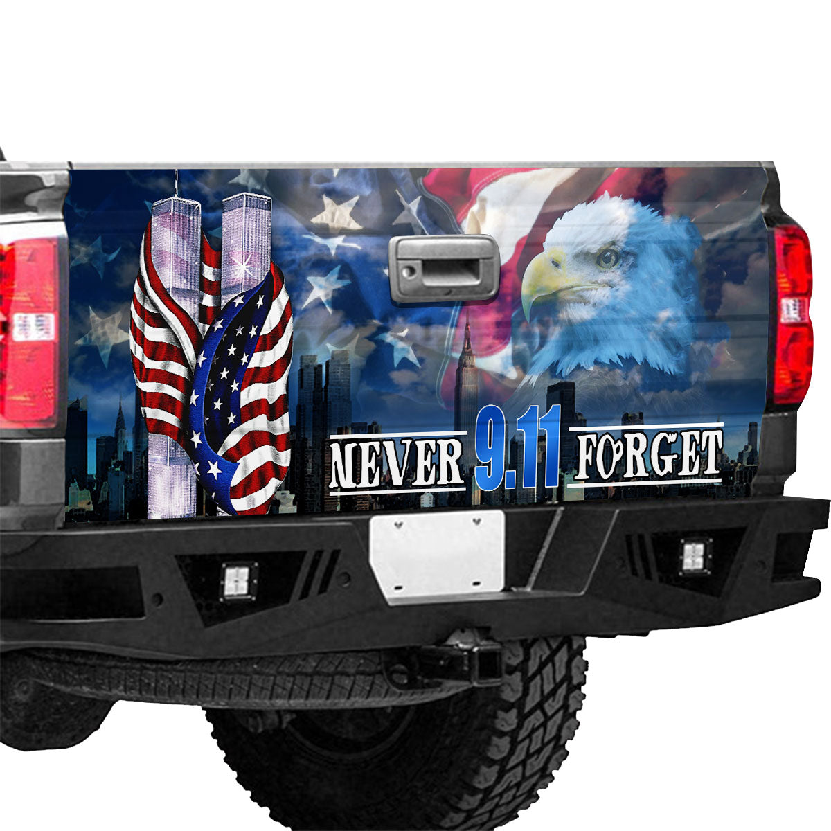 Petthouse | American Flag 9/11 Never Forget Tailgate Wrap American Eagle Tailgate Graphic Patriots Gifts