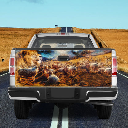 Petthouse | Lion And Lamb Tailgate Wrap, Jesus Lion Tailgate Wrap, Sheep Farm Tailgate Wrap