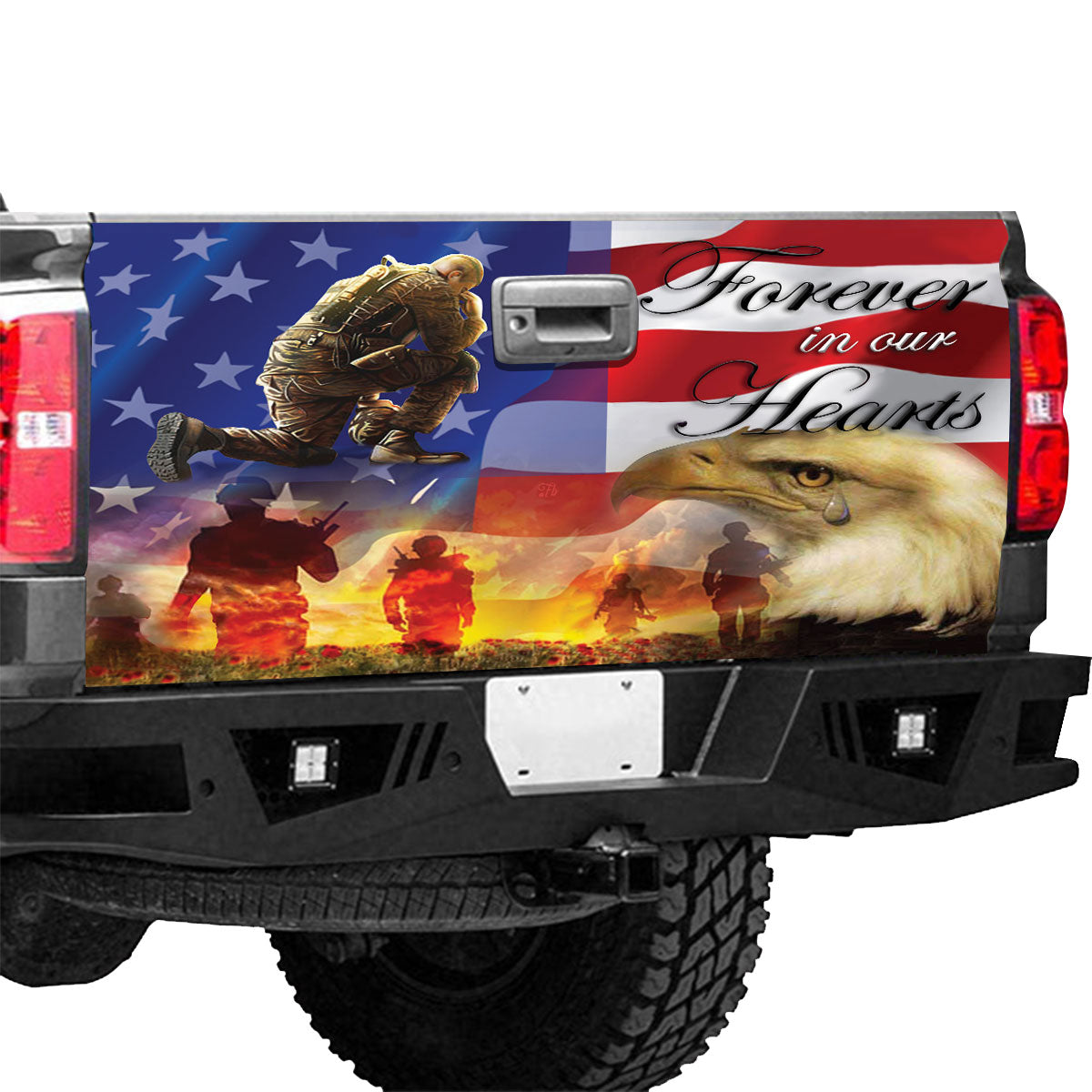 Petthouse | American Veteran Tailgate Wrap Decal Vinyl Graphic Us Soldier Army Military Memorial Day Decor