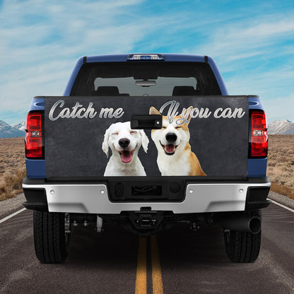 Petthouse | Shiba Inu & Labrador Smile Tailgate Wrap Decal Dog Catch Me If You Can Tailgate Sticker