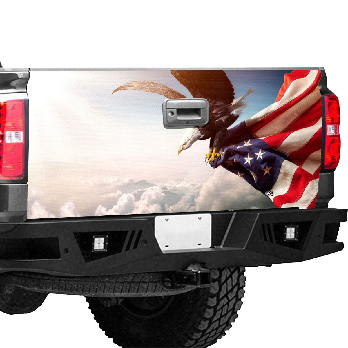 Petthouse | Eagle Flying Tailgate Wrap Eagle Hold Flag Wrap America Flag Cover Eagle Cover Car Decoration