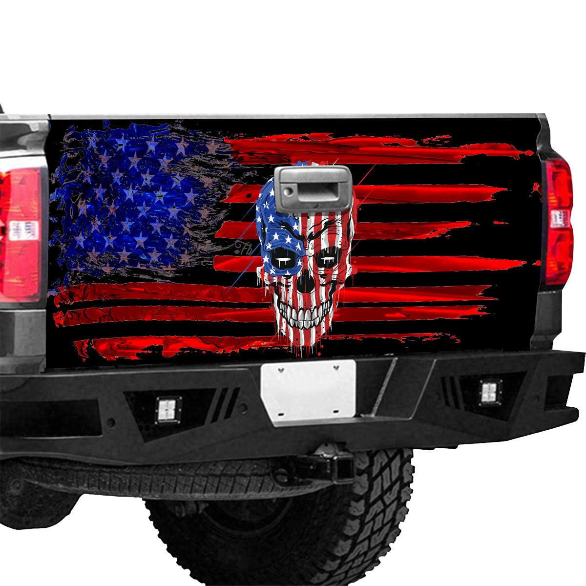 Petthouse | Usa Flag Skull Tailgate Wrap Grunge Usa Flag Independence Day