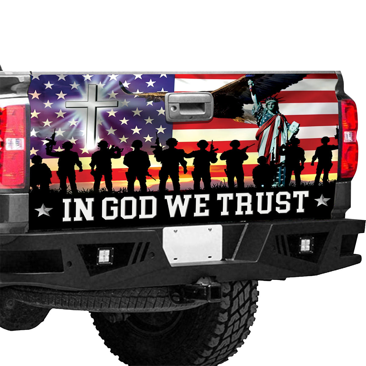 Petthouse | In God We Trust American Army Veteran Tailgate Wrap Decal Truck Decoration