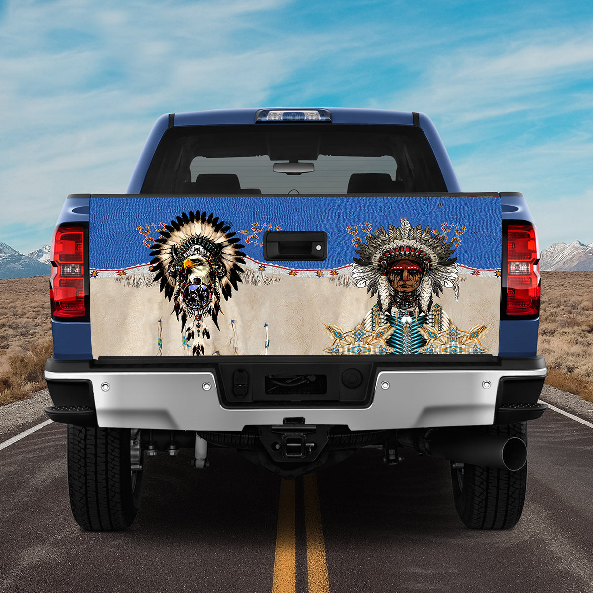 Petthouse | Native American Chief Headdress Tailgate Wrap Decal Native Indigenous Pride Fbda010804