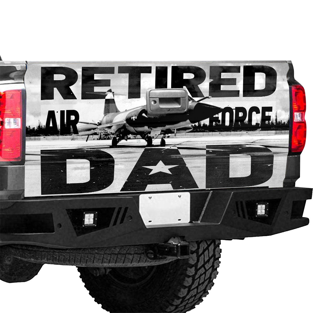 Petthouse | Retired Air Force Dad Tailgate Vinyl Graphic Wrap Proud Dad Tailgate Decal Aircraf Graphic Wrap