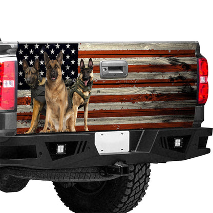 Petthouse | America German Shepherd Dog Tailgate Wrap, Police Dad Truck Decor Gift Idea